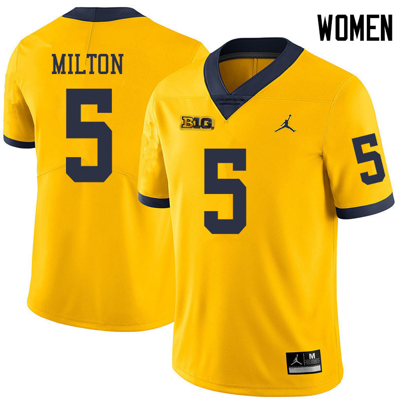 Jordan Brand Women #5 Joe Milton Michigan Wolverines College Football Jerseys Sale-Yellow